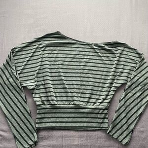 Striped Gray and Black Women's Top